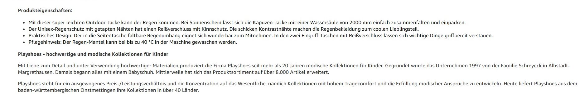keine keyword indexierung in der beschreibung