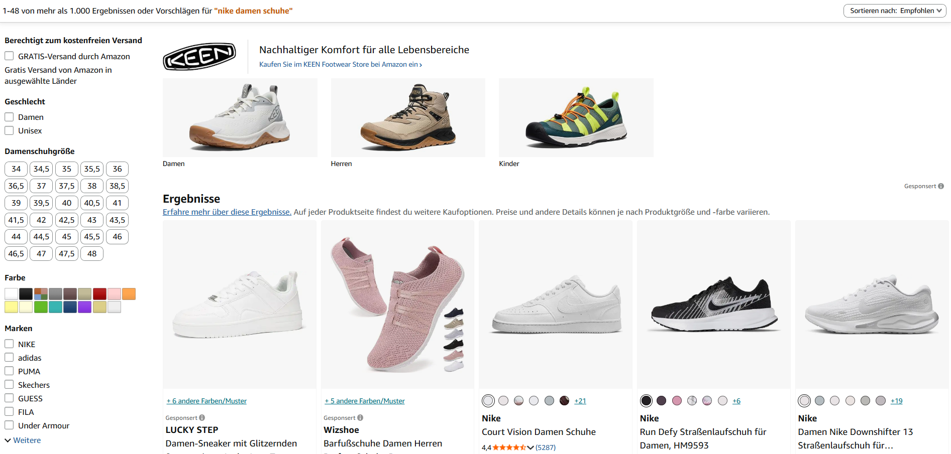 Die Marke Nike hat keine Brand Protection - durch Wettbewerber-Targeting werden Kunden mit alternativen Marken vertraut gemacht