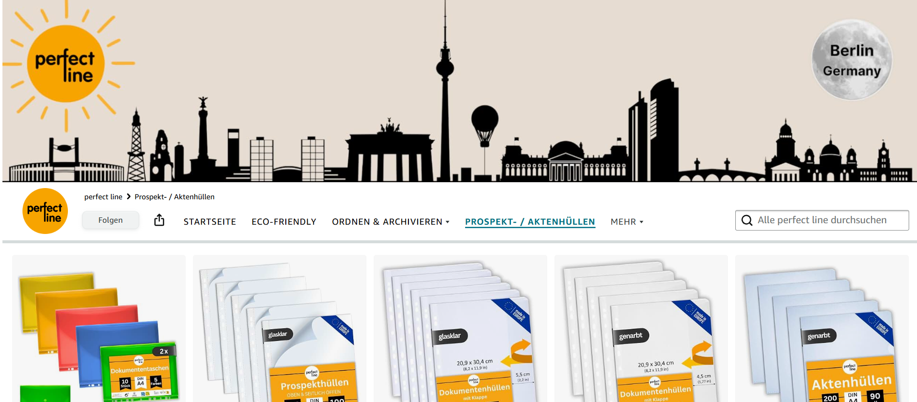 brand store header navigationsleiste produktkacheln