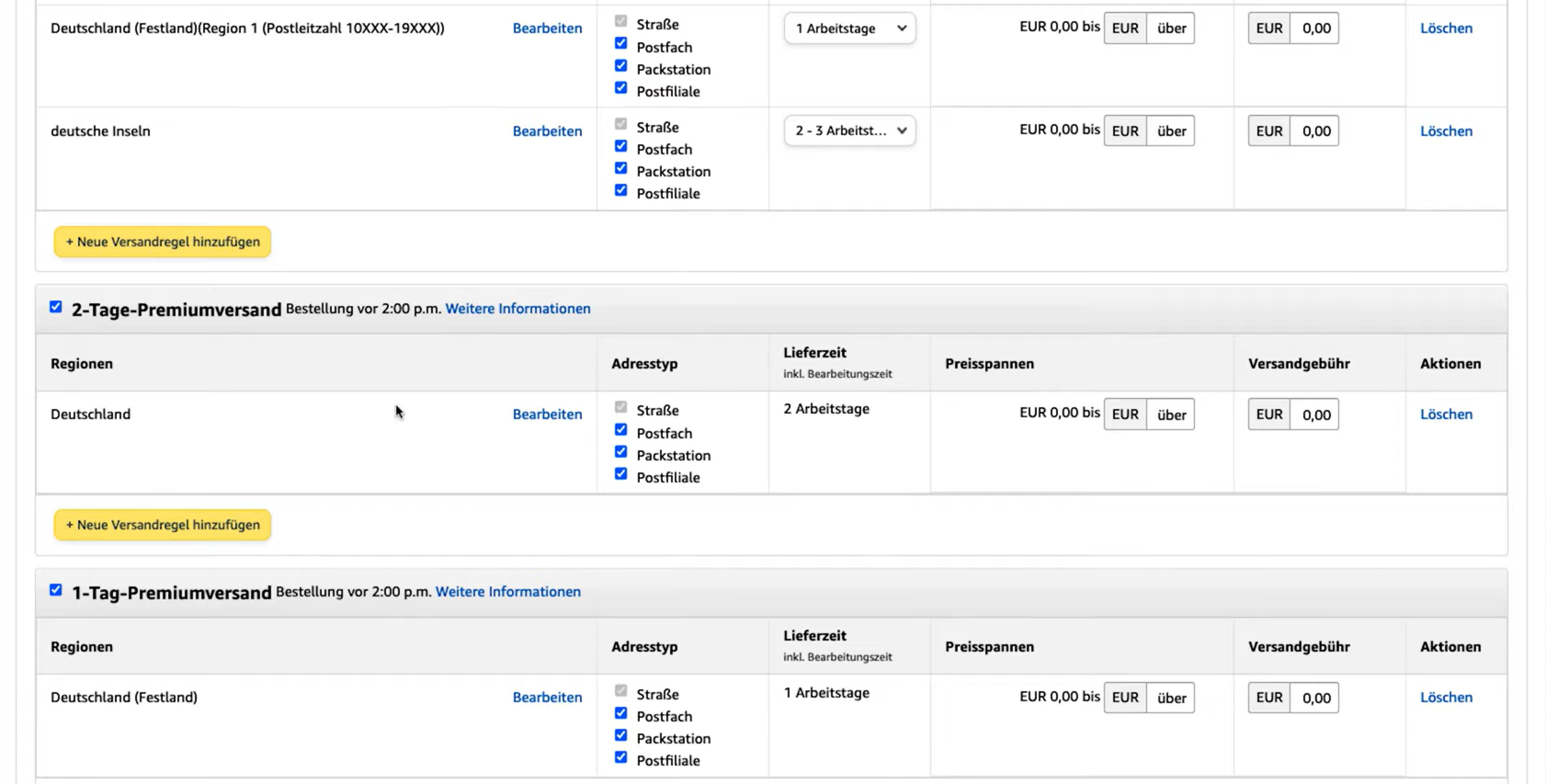 regionen lieferzeiten und versandgebühren bei amazon festlegen
