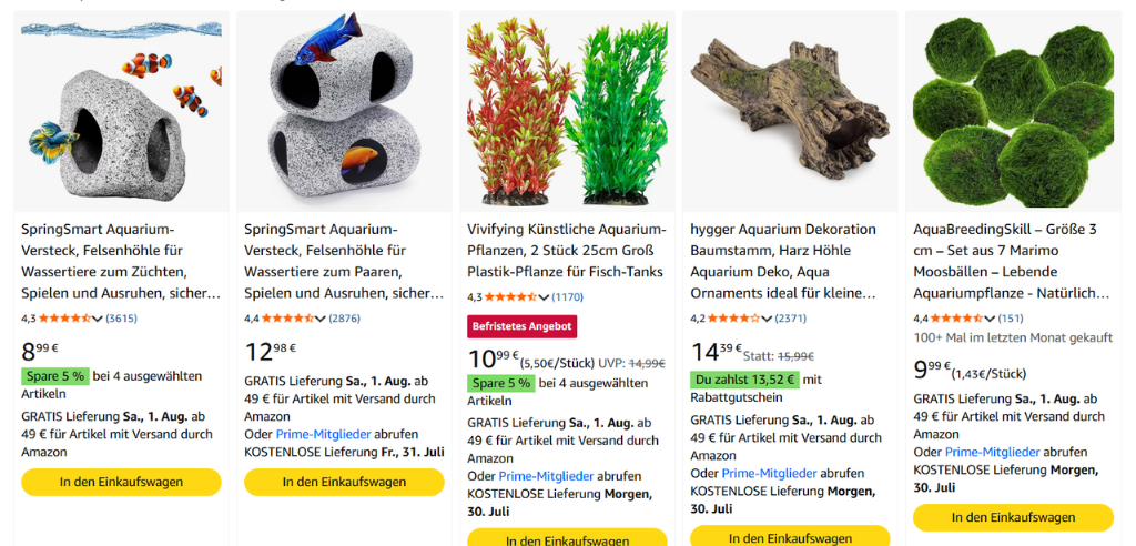 aquaristik dekoration einfache produktnische