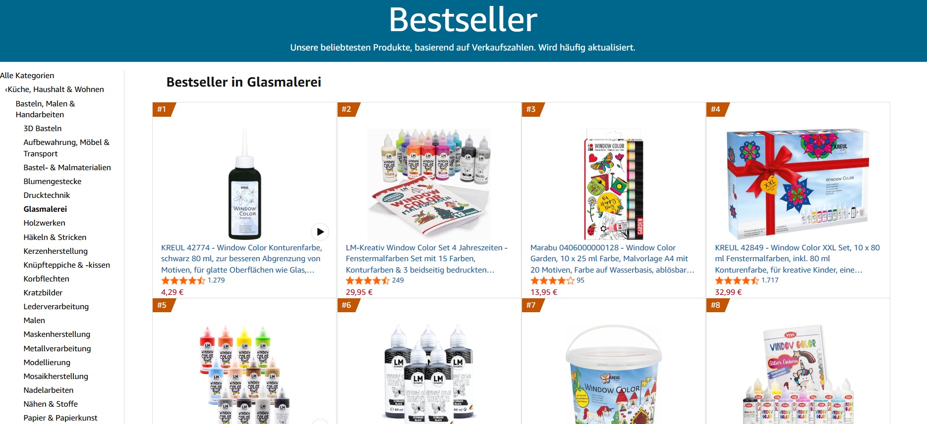 die beliebtesten produkte pro kategorie