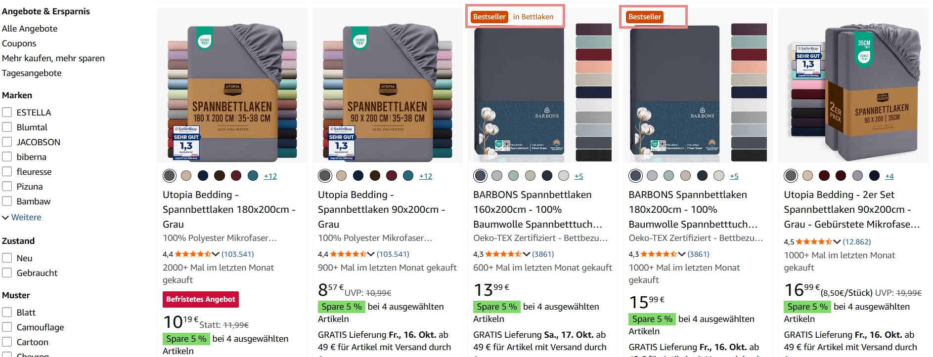 Das orangene Bestseller-Abzeichen steigert die Klickzahlen