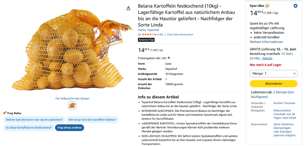 wiederkehrende lieferungen sparabo 5% rabatt