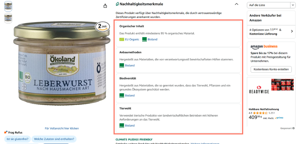 leberwurst der marke ökoland mit bioland-siegel