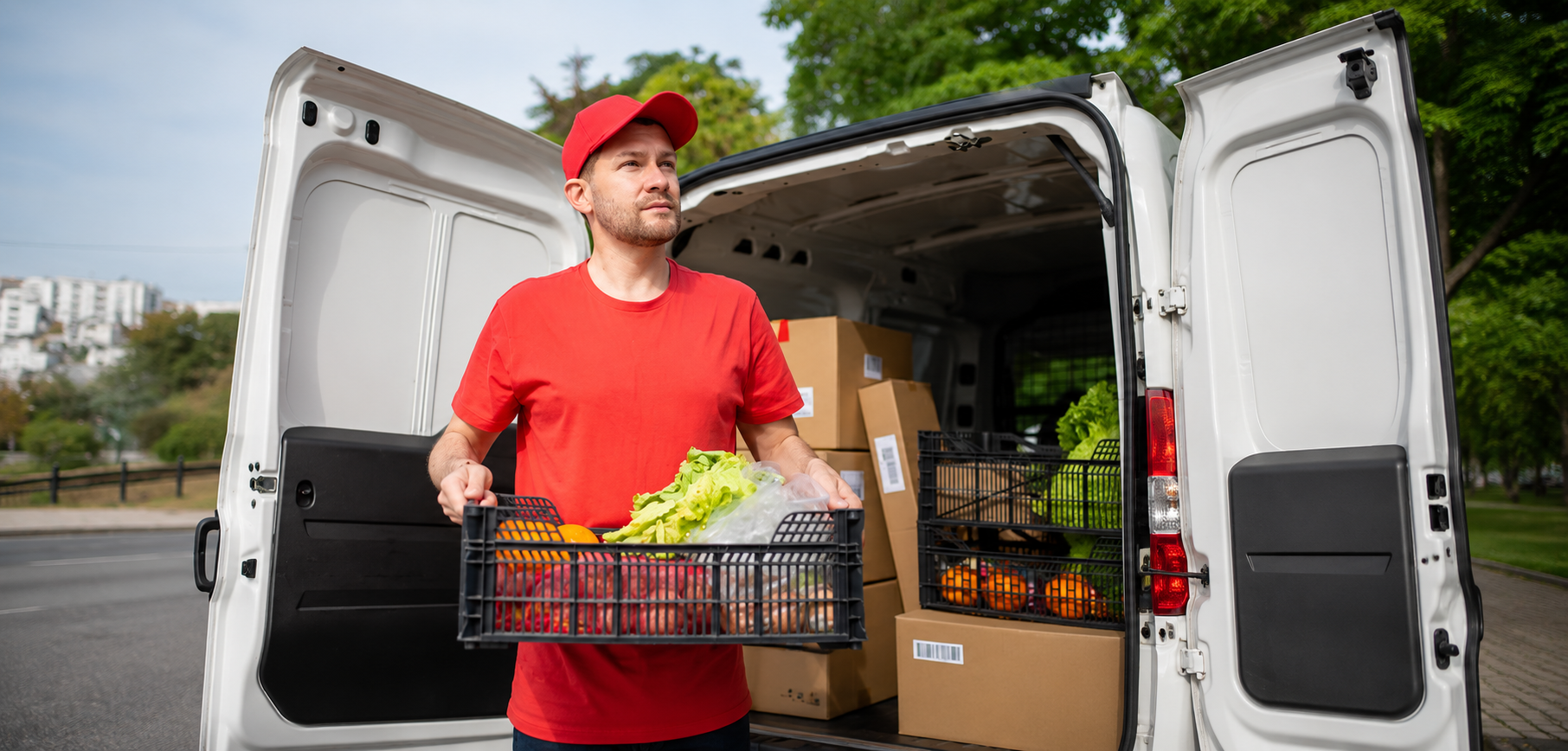 logistikdienstleister transportieren frische ware bis zur haustür