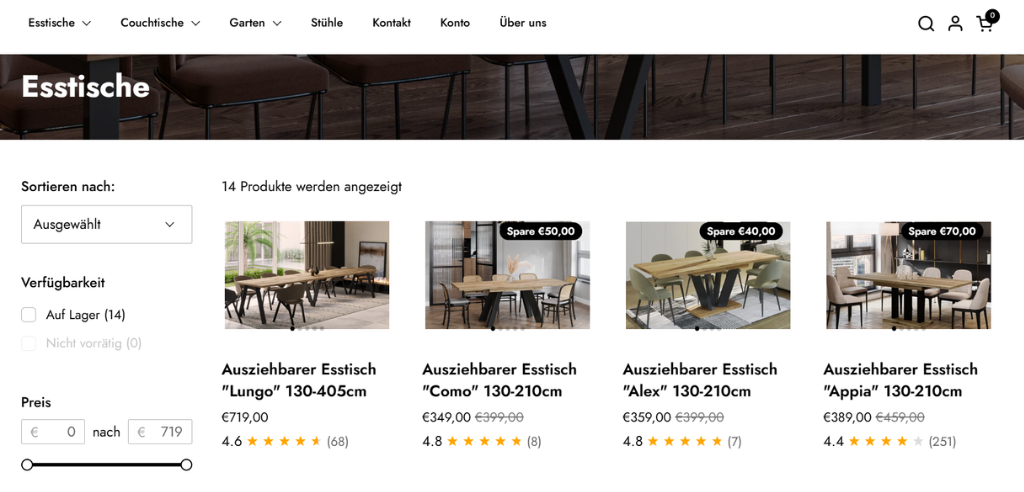 möbelkollektion onlinehändler mengenrabatt