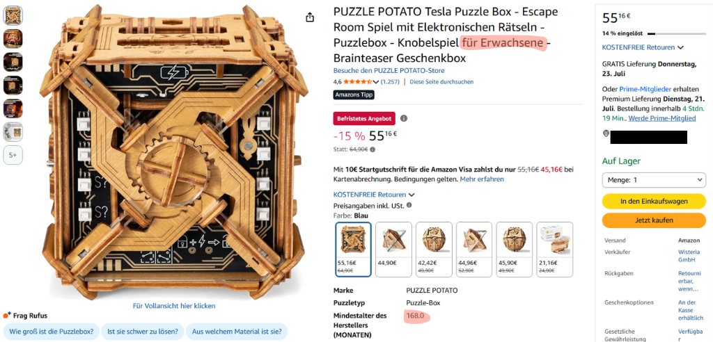 erwachsenen puzzle rätselwürfel escape game