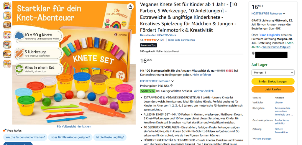 eigenmarke spielzeug branding listing