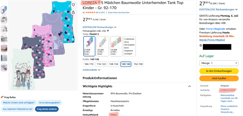 gebrandete kleidung aus fernost verkaufen
