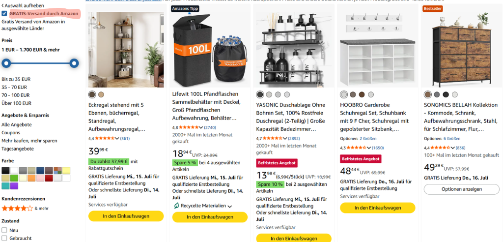 gratis fba versand für kleine und leichte möbel